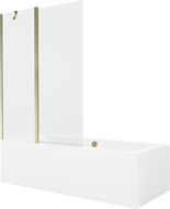 Mexen Cube 170 x 80 cm rectangular bathtub with panels and a 1-wing screen 120 cm, transparent, gold - 550517080X9412115000
