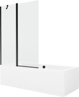 Mexen Cube 170 x 80 cm rectangular bathtub with panels and a 1-wing screen 120 cm, transparent, black - 550517080X9412117000