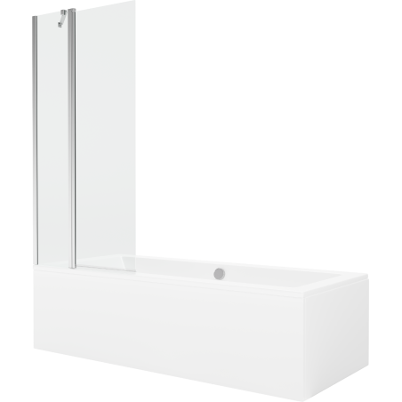 Mexen Cube 180 x 80 cm rectangular bathtub with panels and a 1-wing screen 80 cm, transparent, chrome - 550518080X9408110100