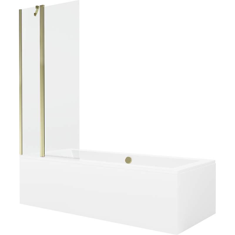 Mexen Cube 180 x 80 cm rectangular bathtub with panels and a 1-wing screen 80 cm, transparent, gold- 550518080X9408115000