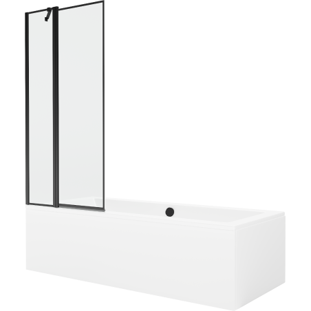 Mexen Cube 180 x 80 cm rectangular bathtub with panels and a 1-wing screen 80 cm, black pattern - 550518080X9408117070
