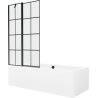 Mexen Cube 180 x 80 cm rectangular bathtub with panels and a 1-wing screen 100 cm, black pattern - 550518080X9410117077