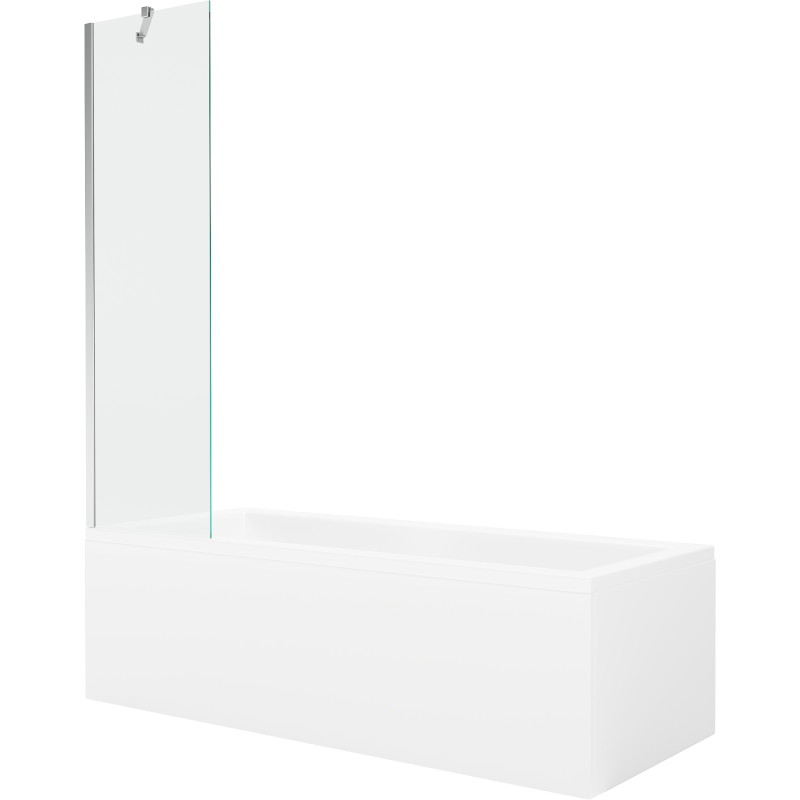 Mexen Cubik rectangular bathtub 150 x 70 cm with casing and 1-wing screen 50 cm, transparent, chrome - 550315070X9505000001