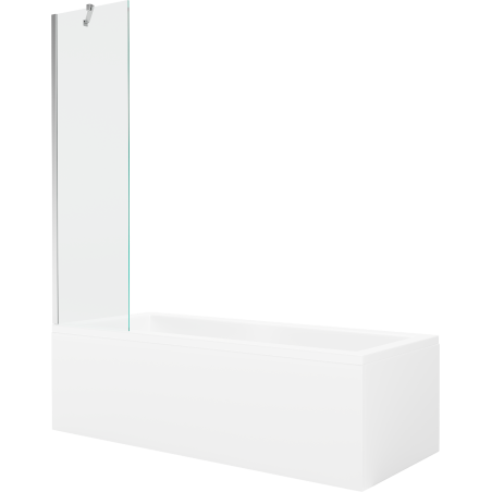 Mexen Cubik rectangular bathtub 150 x 70 cm with casing and 1-wing screen 50 cm, transparent, chrome - 550315070X9505000001