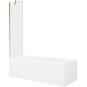 Mexen Cubik rectangular bathtub 150 x 70 cm with enclosure and 1-panel screen 50 cm, transparent, gold - 550315070X9505000050