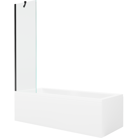 Mexen Cubik rectangular bathtub 150 x 70 cm with casing and 1-wing screen 50 cm, transparent, black - 550315070X9505000070