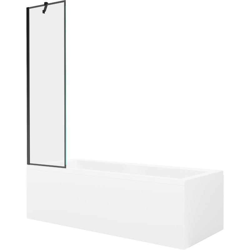 Mexen Cubik rectangular bathtub 150 x 70 cm with casing and 1-wing screen 50 cm, black pattern - 550315070X9505007070