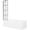 Mexen Cubik 150 x 70 cm rectangular bathtub with panels and a 1-wing screen 50 cm, black pattern - 550315070X9505007077