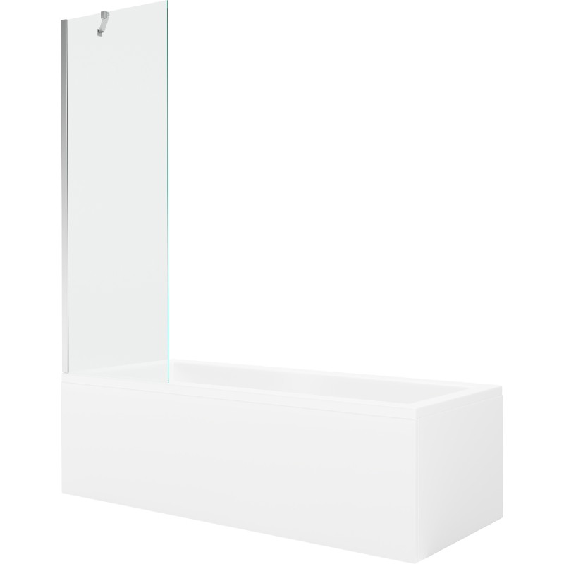 Mexen Cubik rectangular bathtub 150 x 70 cm with casing and 1-wing screen 60 cm, transparent, chrome - 550315070X9506000001