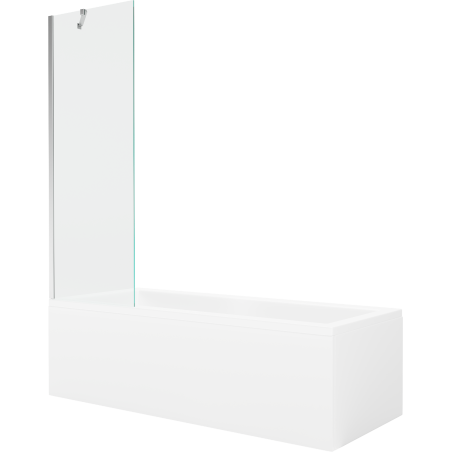 Mexen Cubik rectangular bathtub 150 x 70 cm with casing and 1-wing screen 60 cm, transparent, chrome - 550315070X9506000001