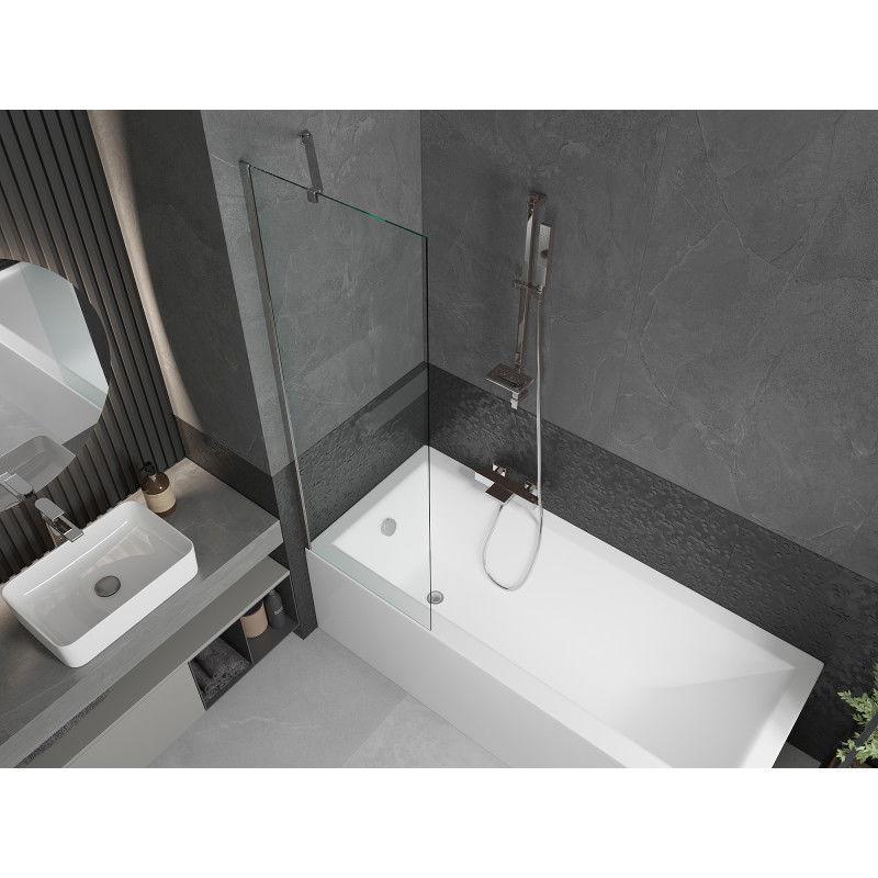 Mexen Cubik rectangular bath 150 x 70 cm with casing and 1-wing screen 60 cm, transparent, chrome - 550315070X9506000001
