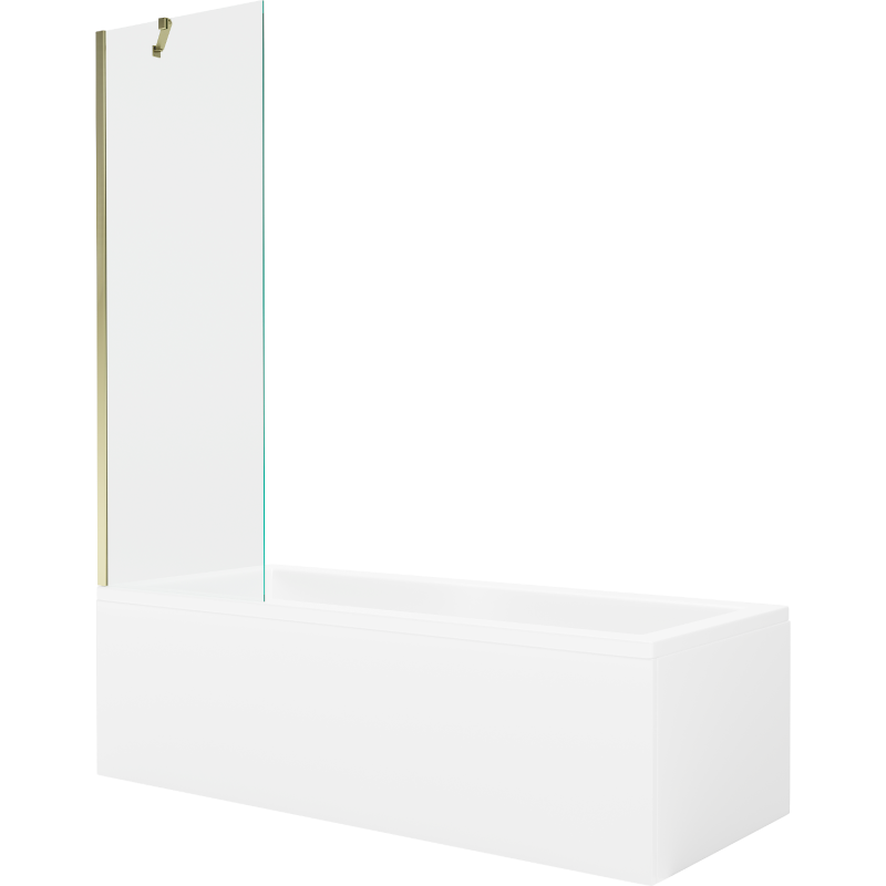 Mexen Cubik 150 x 70 cm rectangular bathtub with panels and a 1-wing screen 60 cm, transparent, gold - 550315070X9506000050