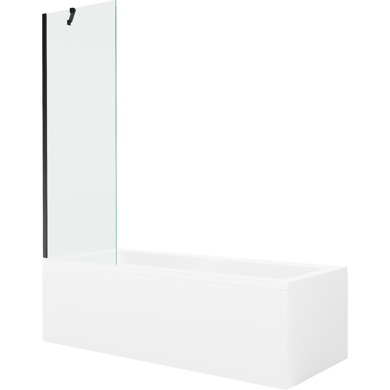 Mexen Cubik 150 x 70 cm rectangular bathtub with panels and a 1-wing screen 60 cm, transparent, black - 550315070X9506000070