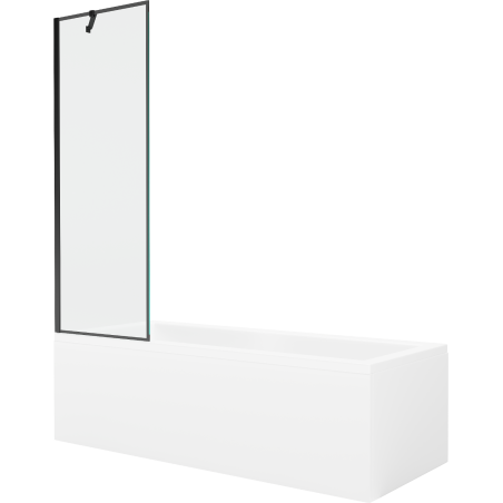 Mexen Cubik rectangular bathtub 150 x 70 cm with casing and 1-panel screen 60 cm, black pattern - 550315070X9506007070