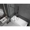 Mexen Cubik rectangular bathtub 150 x 70 cm with casing and 1-panel screen 60 cm, black pattern - 550315070X9506007070