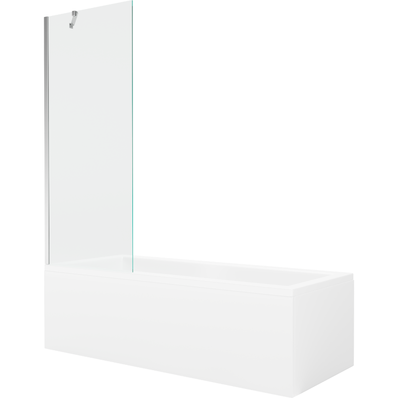 Mexen Cubik 150 x 70 cm rectangular bathtub with panels and a 1-wing screen 70 cm, transparent, chrome - 550315070X9507000001