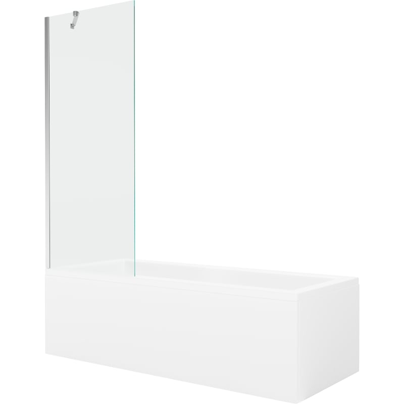 Mexen Cubik rectangular bathtub 150 x 70 cm with enclosure and 1-wing screen 70 cm, transparent, chrome - 550315070X9507000001