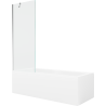 Mexen Cubik rectangular bathtub 150 x 70 cm with casing and 1-wing shower screen 70 cm, transparent, chrome