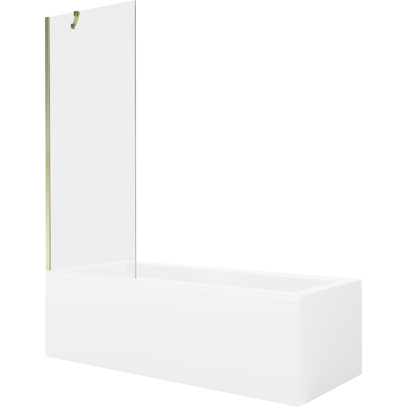 Mexen Cubik 150 x 70 cm rectangular bathtub with panels and a 1-wing screen 70 cm, transparent, gold - 550315070X9507000050