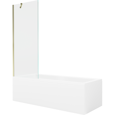 Mexen Cubik Rectangular Bathtub 150 x 70 cm with Enclosure and 1-Panel Screen 70 cm, Transparent, Gold - 550315070X9507000050