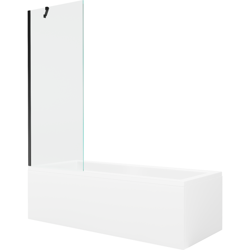 Mexen Cubik rectangular bath 150 x 70 cm with enclosure and 1-panel screen 70 cm, transparent, black - 550315070X9507000070