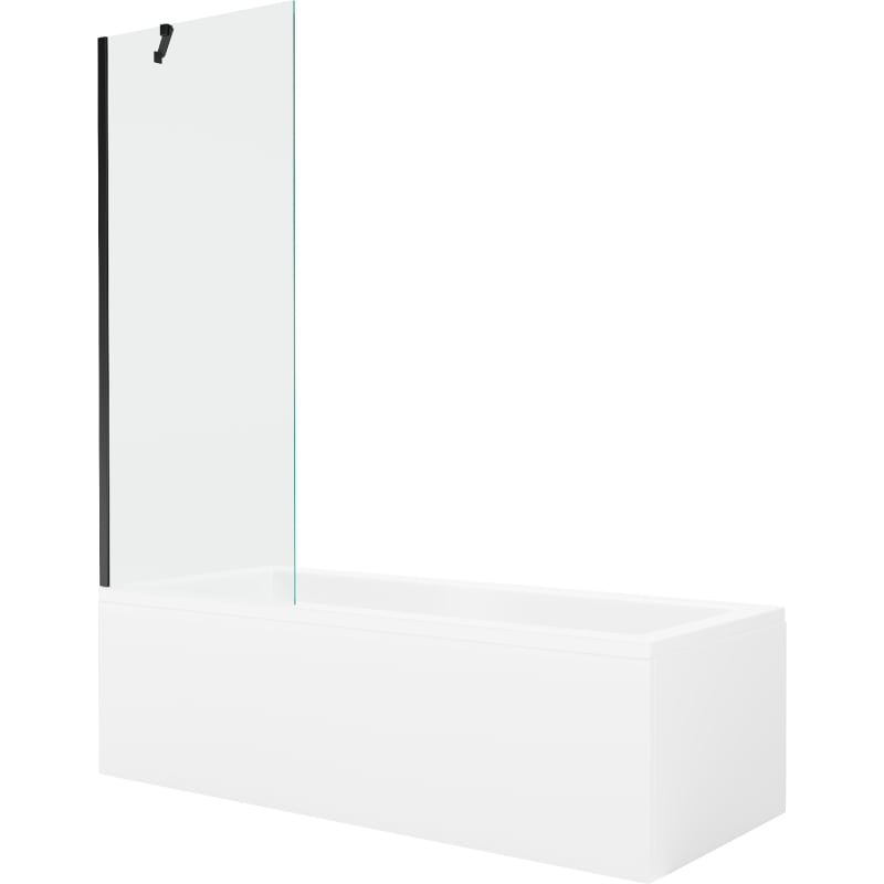 Mexen Cubik rectangular bathtub 150 x 70 cm with casing and 1-panel screen 70 cm, transparent, black - 550315070X9507000070