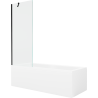 Mexen Cubik rectangular bathtub 150 x 70 cm with enclosure and 1-wing screen 70 cm, transparent, black - 550315070X9507000070