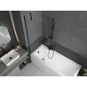 Mexen Cubik rectangular bathtub 150 x 70 cm with casing and 1-panel screen 70 cm, transparent, black - 550315070X9507000070