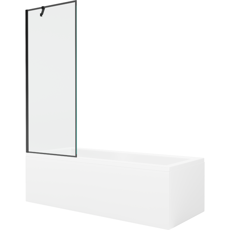 Mexen Cubik 150 x 70 cm rectangular bathtub with panels and a 1-wing screen 70 cm, black pattern - 550315070X9507007070