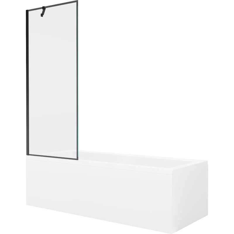 Mexen Cubik rectangular bathtub 150 x 70 cm with casing and 1-wing screen 70 cm, black pattern - 550315070X9507007070