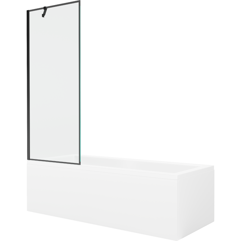 Mexen Cubik rectangular bathtub 150 x 70 cm with housing and 1-wing screen 70 cm, black pattern - 550315070X9507007070