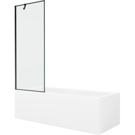 Mexen Cubik rectangular bathtub 150 x 70 cm with casing and 1-wing screen 70 cm, black pattern - 550315070X9507007070