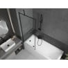 Mexen Cubik rectangular bathtub 150 x 70 cm with casing and 1-wing screen 70 cm, black pattern - 550315070X9507007070
