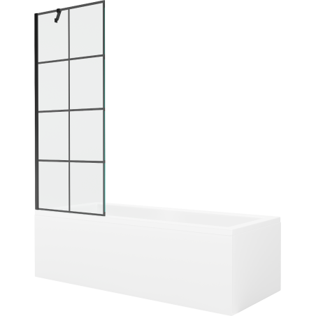 Mexen Cubik rectangular bathtub 150 x 70 cm with casing and 1-wing screen 70 cm, black pattern - 550315070X9507007077