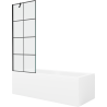 Mexen Cubik rectangular bathtub 150 x 70 cm with casing and 1-panel screen 70 cm, black pattern - 550315070X9507007077