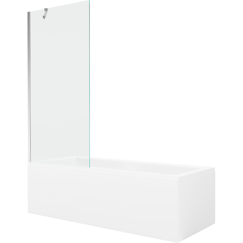 Mexen Cubik 150 x 70 cm rectangular bathtub with panels and a 1-wing screen 80 cm, transparent, chrome - 550315070X9508000001