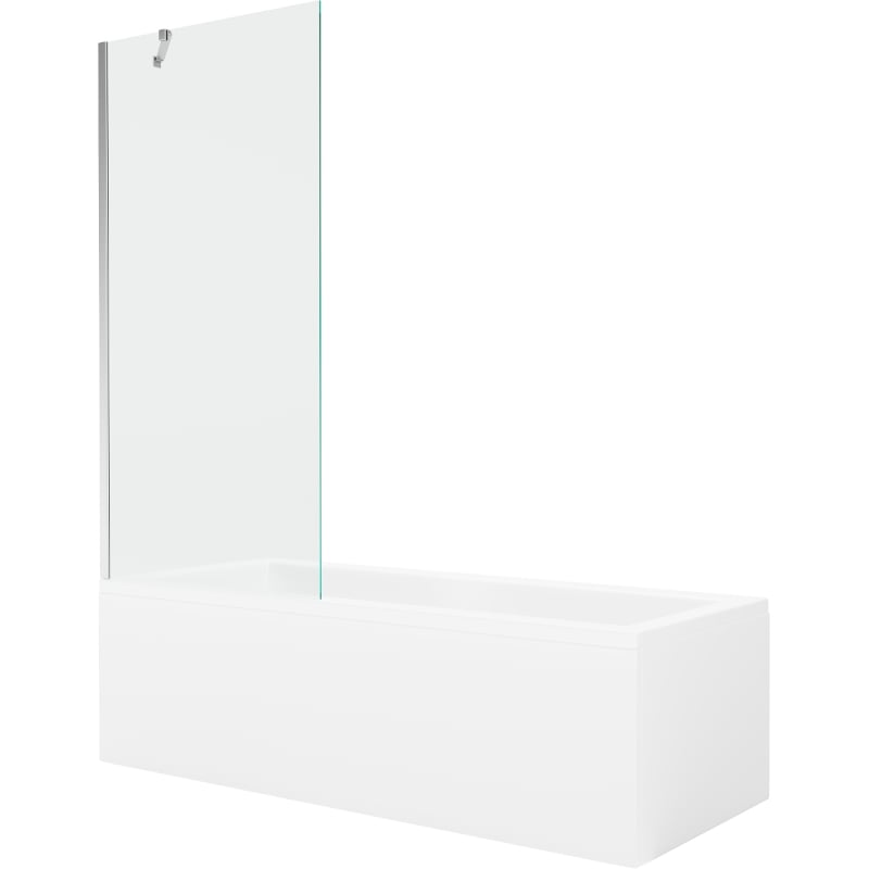 Mexen Cubik rectangular bathtub 150 x 70 cm with enclosure and 1-wing screen 80 cm, transparent, chrome - 550315070X9508000001
