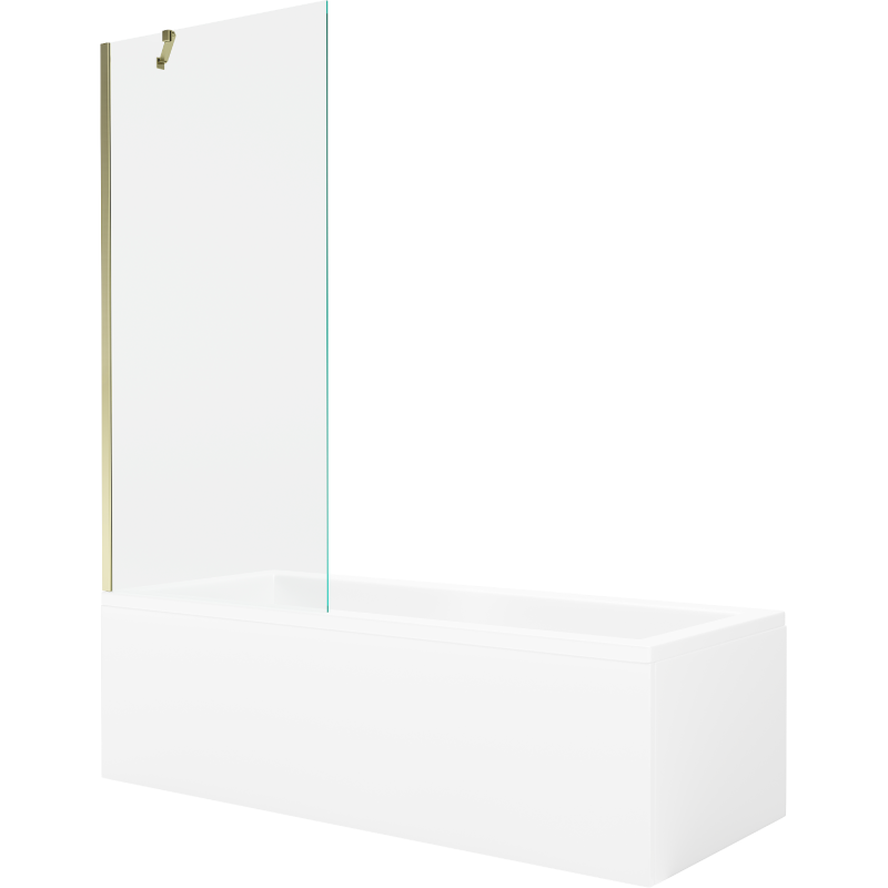 Mexen Cubik rectangular bath 150 x 70 cm with enclosure and 1-wing screen 80 cm, transparent, gold - 550315070X9508000050