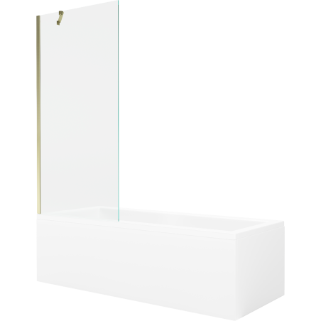 Mexen Cubik rectangular bath 150 x 70 cm with enclosure and 1-wing screen 80 cm, transparent, gold - 550315070X9508000050