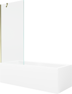 Mexen Cubik rectangular bathtub 150 x 70 cm with casing and 1-wing screen 80 cm, transparent, gold - 550315070X9508000050