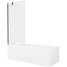 Mexen Cubik rectangular bathtub 150 x 70 cm with casing and 80 cm 1-panel screen, transparent, black - 550315070X9508000070