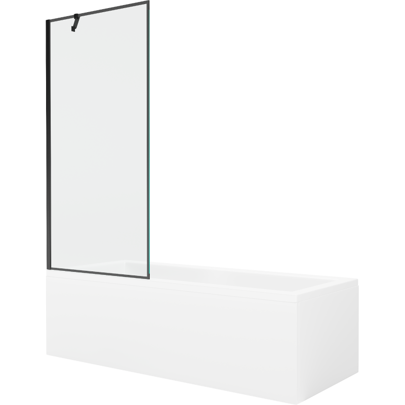 Mexen Cubik 150 x 70 cm rectangular bathtub with panels and a 1-wing screen 80 cm, black pattern - 550315070X9508007070