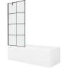 Mexen Cubik 150 x 70 cm rectangular bathtub with panels and a 1-wing screen 80 cm, black pattern - 550315070X9508007077