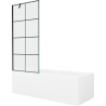 Mexen Cubik rectangular bathtub 150 x 70 cm with casing and 1-wing shower screen 80 cm, black pattern - 550315070X9508007077