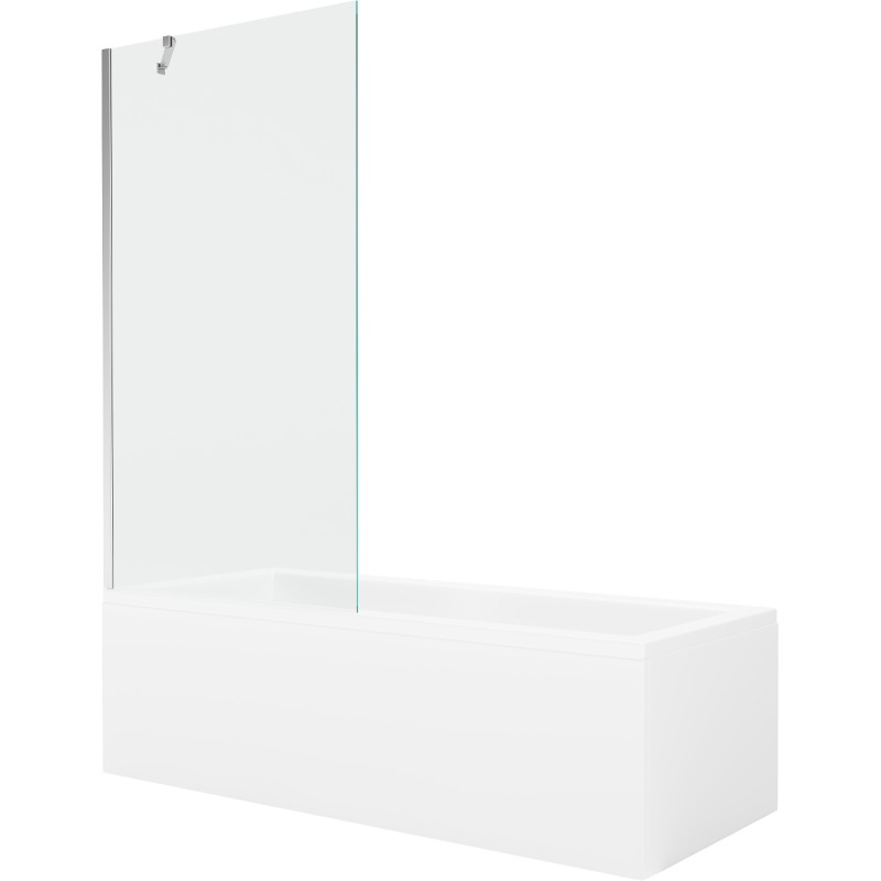 Mexen Cubik rectangular bathtub 150 x 70 cm with casing and 1-wing screen 90 cm, transparent, chrome - 550315070X9509000001