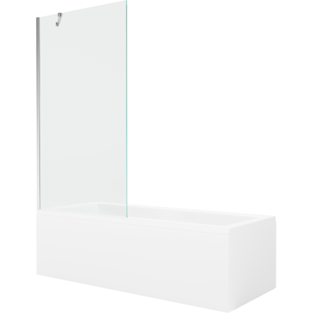 Mexen Cubik rectangular bathtub 150 x 70 cm with casing and 1-wing screen 90 cm, transparent, chrome - 550315070X9509000001