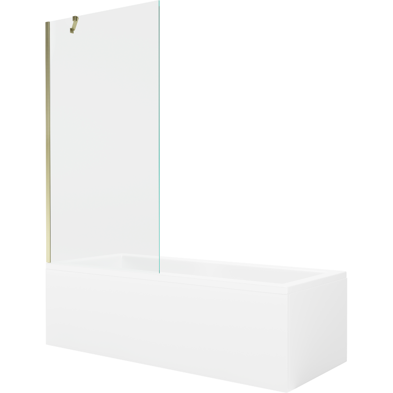 Mexen Cubik 150 x 70 cm rectangular bathtub with panels and a 1-wing screen 90 cm, transparent, gold - 550315070X9509000050