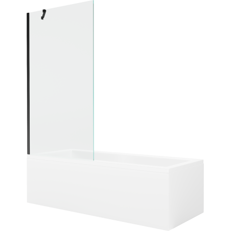 Mexen Cubik rectangular bathtub 150 x 70 cm with casing and 1-panel screen 90 cm, transparent, black - 550315070X9509000070