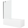 Mexen Cubik rectangular bathtub 150 x 70 cm with casing and 1-wing screen 90 cm, transparent, black - 550315070X9509000070