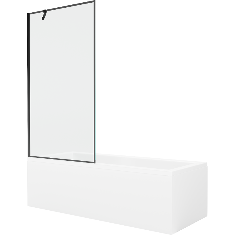Mexen Cubik 150 x 70 cm rectangular bathtub with panels and a 1-wing screen 90 cm, black pattern - 550315070X9509007070